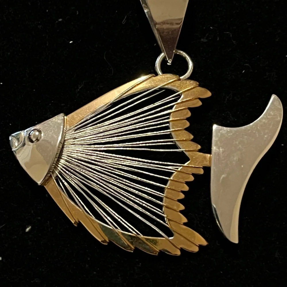 Elegant BEST Silver and Gold Fish Pendant